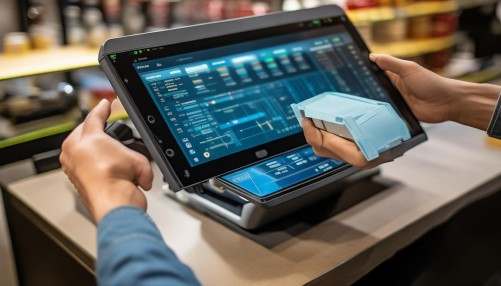 再比如，当顾客买东西时，通过扫描条形码或