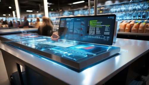 还有啊，它还能跟收银系统打通，顾客结账的